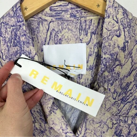 Nwt Remain Birger‎ Christensen Purple Marika Dress Shoulder Pads Size 8 Designer - Picture 4 of 9